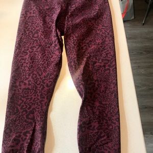 NOBULL high-rise crop leggings in wine leopard.  S